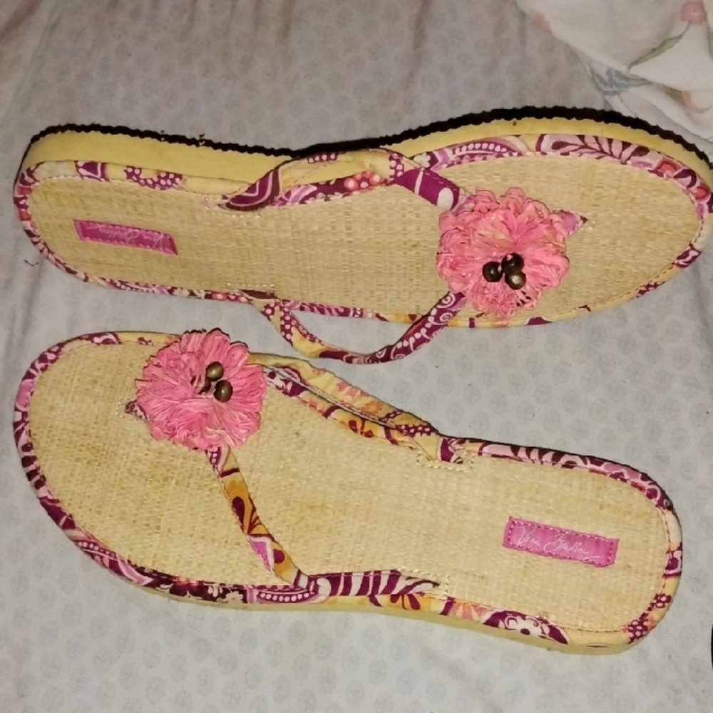 Floral Pink and Yellow Vera Bradley Sandals Size 9